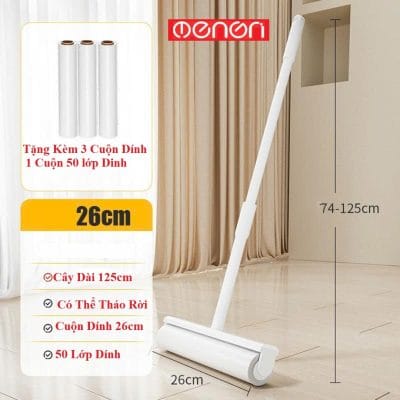 Cây Lăn Bụi OENON Dài 125cm Lõi Lăn 26cm Kèm 3 Lõi Dính - Lăn Bụi Ga Giường, Quần Áo, Đệm Sofa