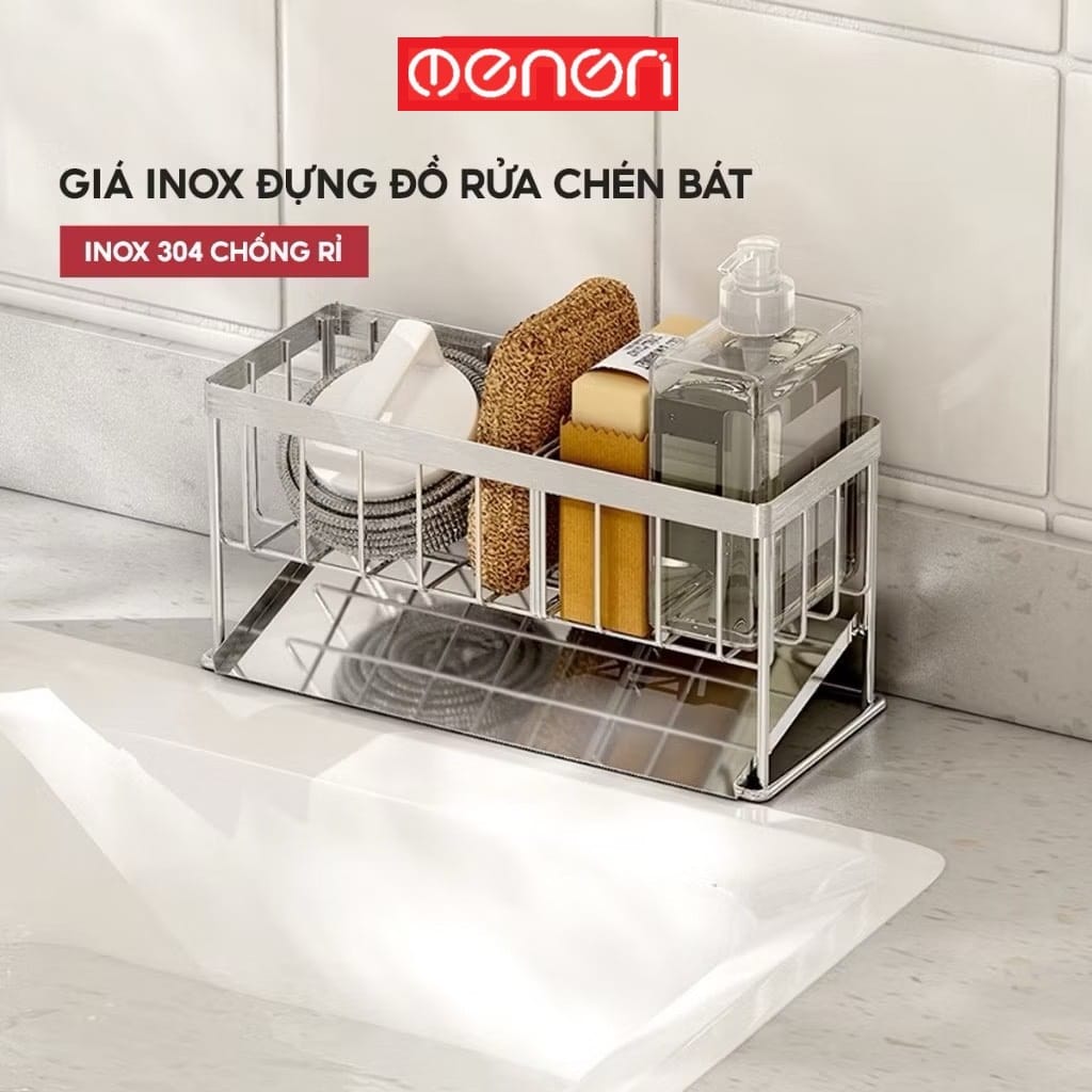 Kệ INOX Để Đồ Rửa Chén Bát Lavabo Có Khay Hứng Nước Tiện Lợi - OENONVN - Ảnh 5