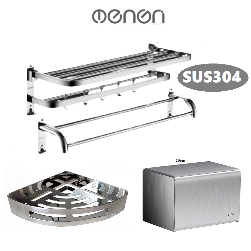 Bộ Phụ Kiện Nhà Tắm INOX SUS304 - Kệ Để Đồ Phòng Tắm INOX Dán Tường