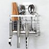 Ống Đựng Đũa Inox 304 Dán Tường Kèm Khay Hứng Nước Nhà Bếp