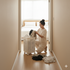 Giỏ Đựng Quần Áo Gấp Gọn Có Bánh Xe Chất Liệu Nhựa ABS 