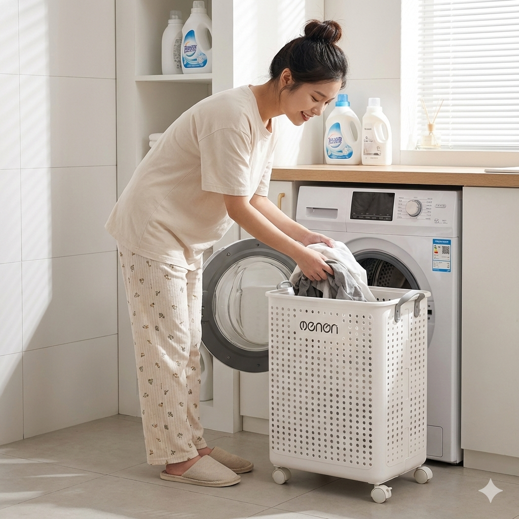 Giỏ Đựng Quần Áo Gấp Gọn Có Bánh Xe Chất Liệu Nhựa ABS - OENONVN